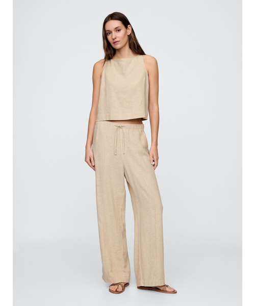 GAP(ギャップ)の「リネンブレンド エプロントップス ノースリーブ(シャツ/ブラウス・レディース・ブラック/ベージュ/ホワイト×グレー・L/M/XS/XXS/S)」の17枚目の写真