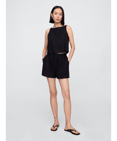 GAP(ギャップ)の「リネンブレンド エプロントップス ノースリーブ(シャツ/ブラウス・レディース・ブラック/ベージュ/ホワイト×グレー・L/M/XS/XXS/S)」の18枚目の写真