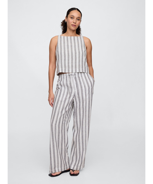 GAP(ギャップ)の「リネンブレンド エプロントップス ノースリーブ(シャツ/ブラウス・レディース・ブラック/ベージュ/ホワイト×グレー・L/M/XS/XXS/S)」の19枚目の写真