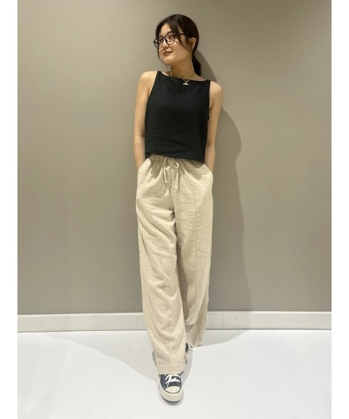 GAP(ギャップ)の「リネンブレンド エプロントップス ノースリーブ(シャツ/ブラウス・レディース・ブラック/ベージュ/ホワイト×グレー・L/M/XS/XXS/S)」の11枚目の写真