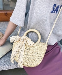 florist | 【リボン付き♪】2WAY セミサークルミニカゴバッグ/ショルダーバッグ(かごバッグ)