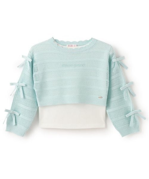 mezzo piano（メゾピアノ）の「透かしニット＆Tシャツセット（ニット/セーター・キッズ・レモンイエロー/ミント・120cm/130cm）」の12枚目の写真