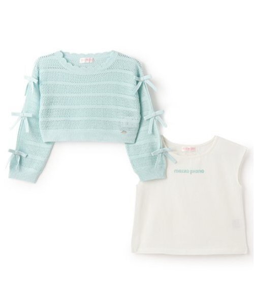 mezzo piano（メゾピアノ）の「透かしニット＆Tシャツセット（ニット/セーター・キッズ・レモンイエロー/ミント・120cm/130cm）」の14枚目の写真