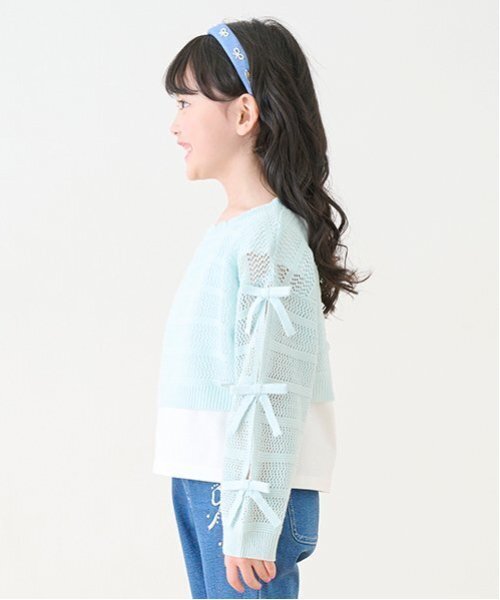 mezzo piano（メゾピアノ）の「透かしニット＆Tシャツセット（ニット/セーター・キッズ・レモンイエロー/ミント・120cm/130cm）」の17枚目の写真