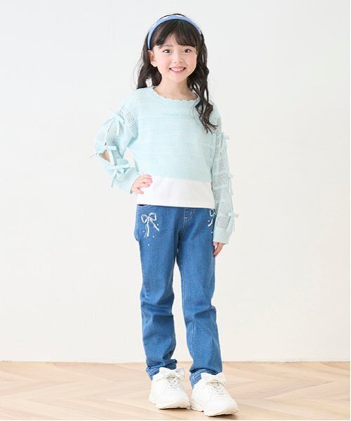 mezzo piano（メゾピアノ）の「透かしニット＆Tシャツセット（ニット/セーター・キッズ・レモンイエロー/ミント・120cm/130cm）」の19枚目の写真