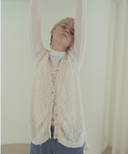 Muel Chic(ミュエルシック)の「Tawa knit long vest タワニットロングベスト(ベスト・レディース・マルチ/ホワイト/ブラック・FREE)」の17枚目の写真