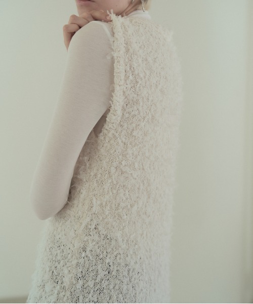 Muel Chic(ミュエルシック)の「Tawa knit long vest タワニットロングベスト(ベスト・レディース・マルチ/ホワイト/ブラック・FREE)」の16枚目の写真
