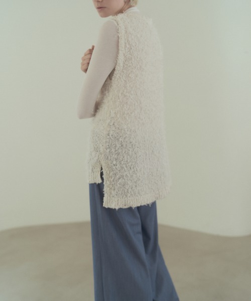 Muel Chic(ミュエルシック)の「Tawa knit long vest タワニットロングベスト(ベスト・レディース・マルチ/ホワイト/ブラック・FREE)」の12枚目の写真