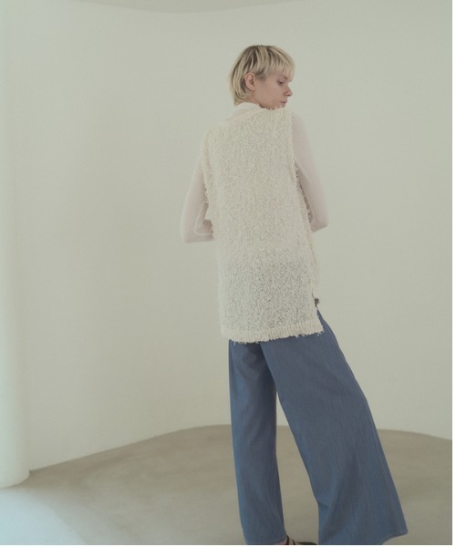 Muel Chic(ミュエルシック)の「Tawa knit long vest タワニットロングベスト(ベスト・レディース・マルチ/ホワイト/ブラック・FREE)」の13枚目の写真