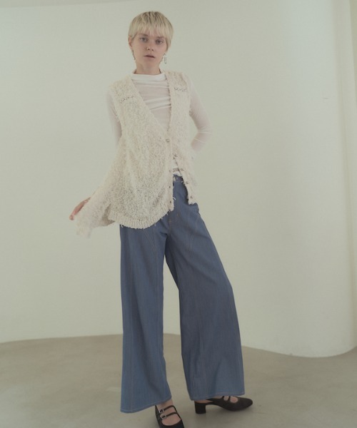 Muel Chic(ミュエルシック)の「Tawa knit long vest タワニットロングベスト(ベスト・レディース・マルチ/ホワイト/ブラック・FREE)」の22枚目の写真