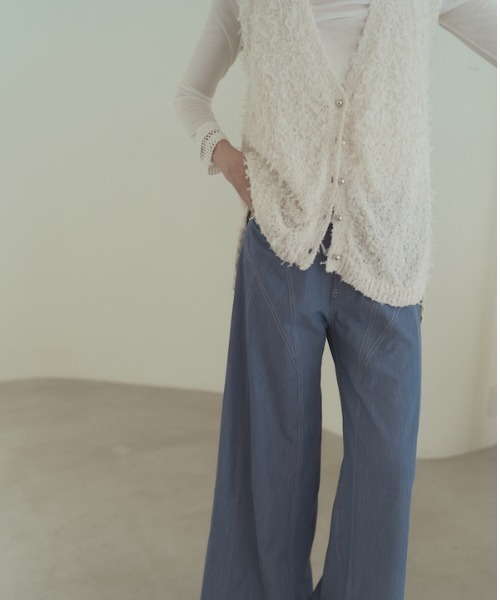 Muel Chic(ミュエルシック)の「Tawa knit long vest タワニットロングベスト(ベスト・レディース・マルチ/ホワイト/ブラック・FREE)」の10枚目の写真