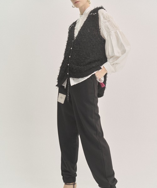 Muel Chic(ミュエルシック)の「Tawa knit long vest タワニットロングベスト(ベスト・レディース・マルチ/ホワイト/ブラック・FREE)」の7枚目の写真