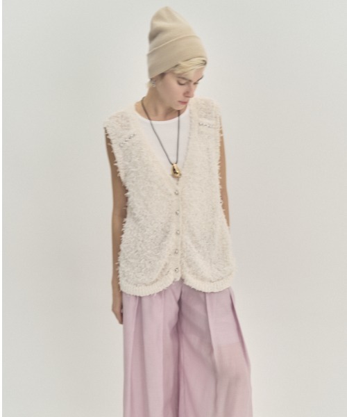 Muel Chic(ミュエルシック)の「Tawa knit long vest タワニットロングベスト(ベスト・レディース・マルチ/ホワイト/ブラック・FREE)」の15枚目の写真