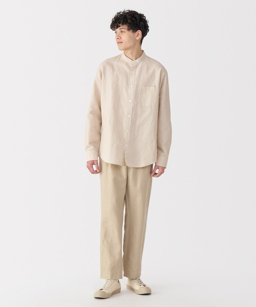 無印良品(ムジルシリョウヒン)の「紳士 ヘンプコットンスタンドカラー長袖シャツ(シャツ/ブラウス・メンズ・ネイビー/ホワイト/サンドベージュ/ライトグレー系/スカイブルー系/ブルー系・S/M/L/XL)」の15枚目の写真
