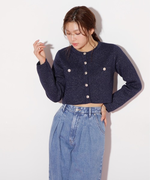 JILL by JILL STUART(ジルバイジルスチュアート)の「◇ブークレーニットジャケット(ニット/セーター・レディース・ホワイト系その他/レッド/ネイビー・FREE)」の5枚目の写真