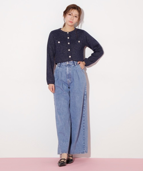 JILL by JILL STUART(ジルバイジルスチュアート)の「◇ブークレーニットジャケット(ニット/セーター・レディース・ホワイト系その他/レッド/ネイビー・FREE)」の8枚目の写真