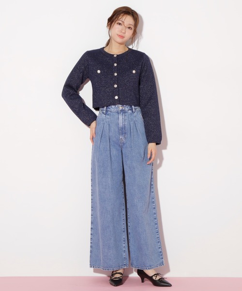 JILL by JILL STUART(ジルバイジルスチュアート)の「◇ブークレーニットジャケット(ニット/セーター・レディース・ホワイト系その他/レッド/ネイビー・FREE)」の11枚目の写真