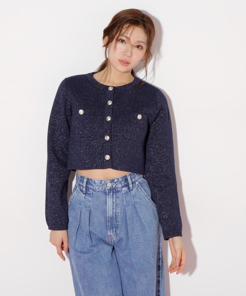 JILL by JILL STUART(ジルバイジルスチュアート)の「◇ブークレーニットジャケット(ニット/セーター・レディース・ホワイト系その他/レッド/ネイビー・FREE)」の7枚目の写真