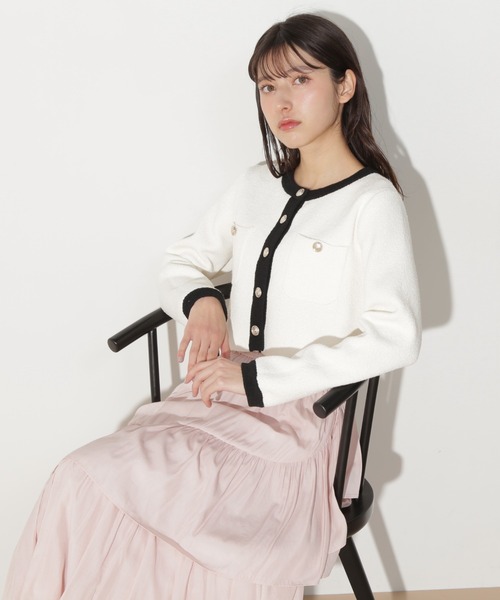 JILL by JILL STUART(ジルバイジルスチュアート)の「◇ブークレーニットジャケット(ニット/セーター・レディース・ホワイト系その他/レッド/ネイビー・FREE)」の15枚目の写真