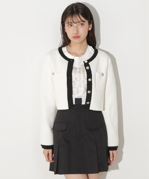 JILL by JILL STUART(ジルバイジルスチュアート)の「◇ブークレーニットジャケット(ニット/セーター・レディース・ホワイト系その他/レッド/ネイビー・FREE)」の12枚目の写真
