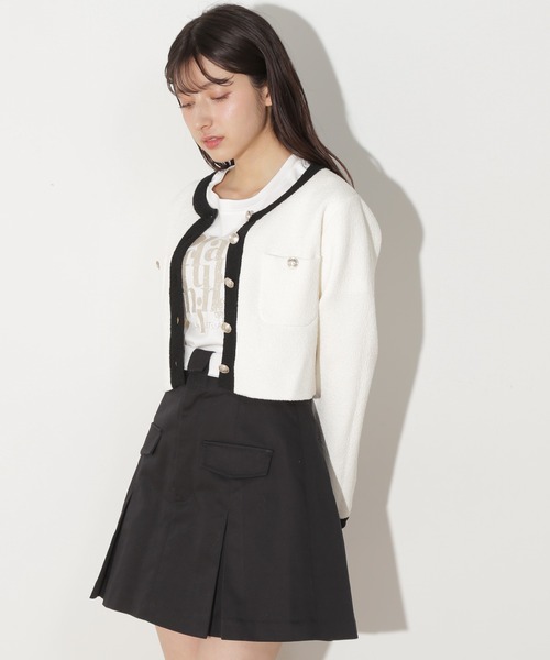 JILL by JILL STUART(ジルバイジルスチュアート)の「◇ブークレーニットジャケット(ニット/セーター・レディース・ホワイト系その他/レッド/ネイビー・FREE)」の14枚目の写真