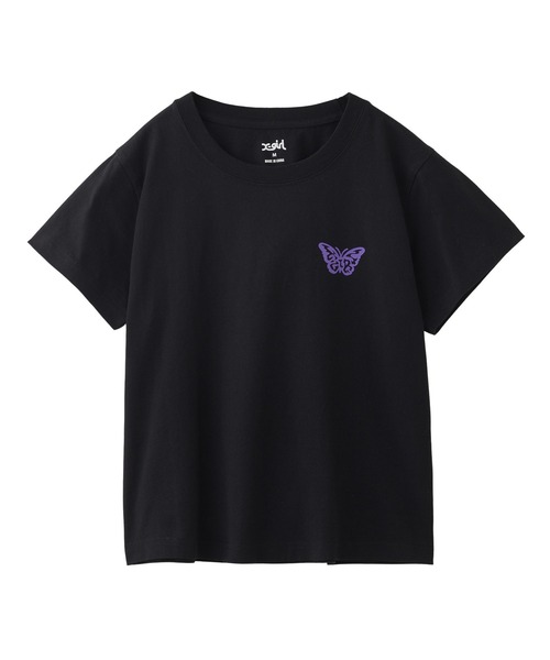 Megan Butterfly Tシャツ L 海外限定 黒 X-girl（エックスガール）の「RHINESTONE BUTTERFLY S/S TEE（T