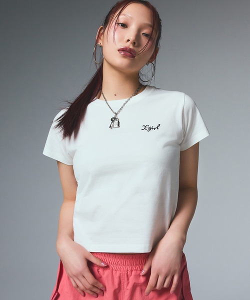 tシャツ LOGO AND BUTTERFLY 2P S/S BABY TEE レディース LOGO AND BUTTERFLY 2P S/S BABY TEE（Tシャツ/カットソー）｜X