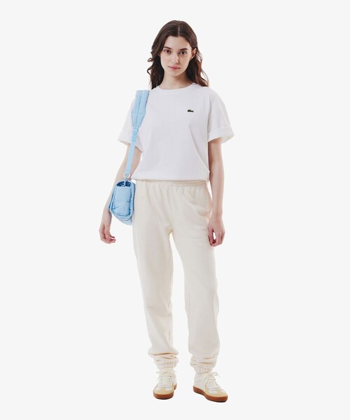 国内即発【LACOSTE】裾口ドローストリング入りクロップドTシャツ セール】裾口ドローストリング入りクロップド5分袖 半袖Tシャツ