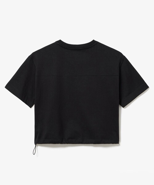 国内即発【LACOSTE】裾口ドローストリング入りクロップドTシャツ セール】裾口ドローストリング入りクロップド5分袖 半袖Tシャツ