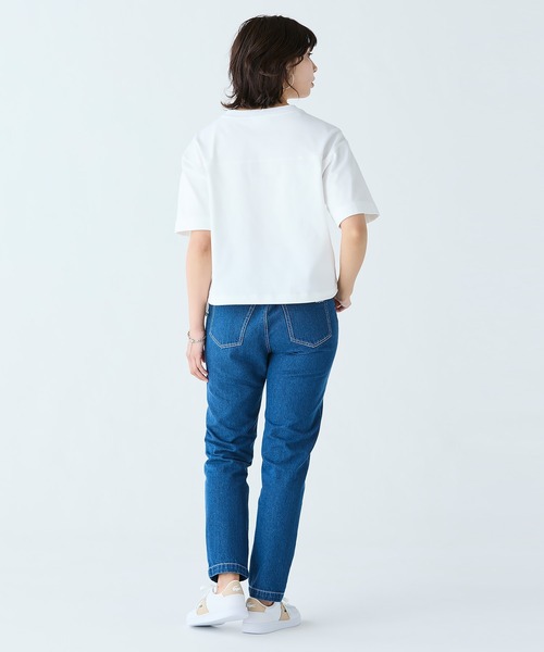国内即発【LACOSTE】裾口ドローストリング入りクロップドTシャツ セール】裾口ドローストリング入りクロップド5分袖 半袖Tシャツ