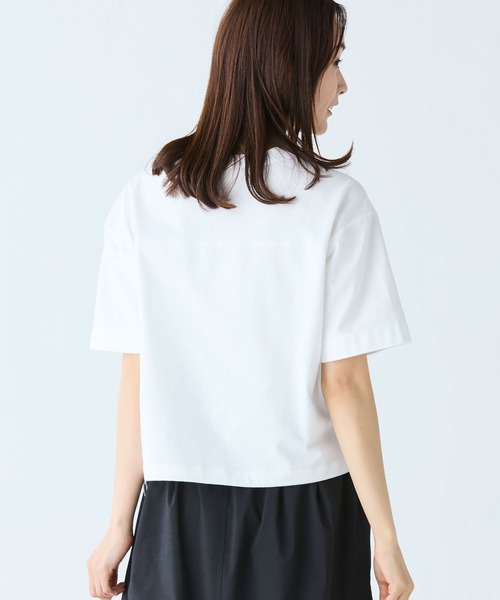 セール】裾口ドローストリング入りクロップド5分袖 半袖Tシャツ