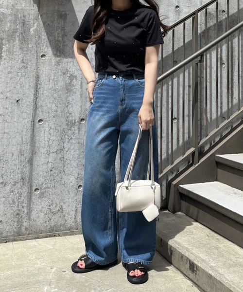 GeeRA(ジーラ)の「綿100%ラインストーンドット半袖Tシャツ(Tシャツ/カットソー・レディース・オフホワイト/ブラック・LARGE/X-LARGE/MEDIUM)」の17枚目の写真