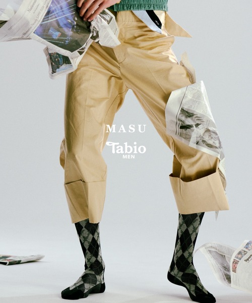 “MASU X TABIO” ANGEL ARGYLE SOCKS Masu's Angel Monogram Socks Black mail order ｜ Palette Art