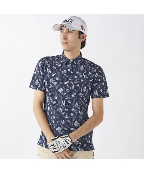 FILA GOLF(フィラゴルフ )の「FILA GOLF/フィラ ゴルフ ゴルフウェア ポロシャツ ストレッチ 胸ポケット付き 半袖 シャツ Tシャツ(Tシャツ/カットソー・メンズ・オレンジ/ホワイト/ネイビー・M/L/LL)」の1枚目の写真