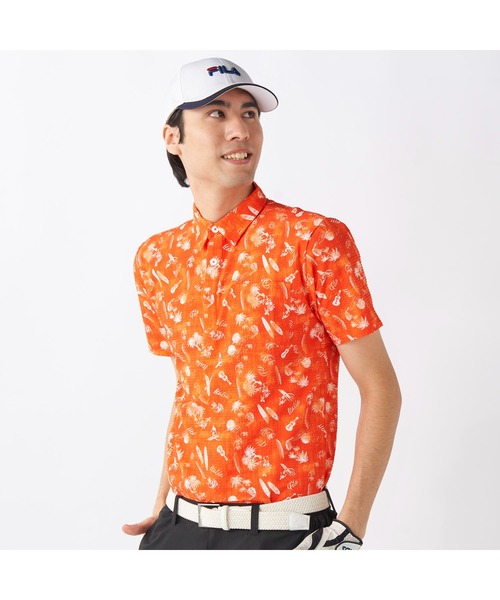 FILA GOLF(フィラゴルフ )の「FILA GOLF/フィラ ゴルフ ゴルフウェア ポロシャツ ストレッチ 胸ポケット付き 半袖 シャツ Tシャツ(Tシャツ/カットソー・メンズ・オレンジ/ホワイト/ネイビー・M/L/LL)」の3枚目の写真