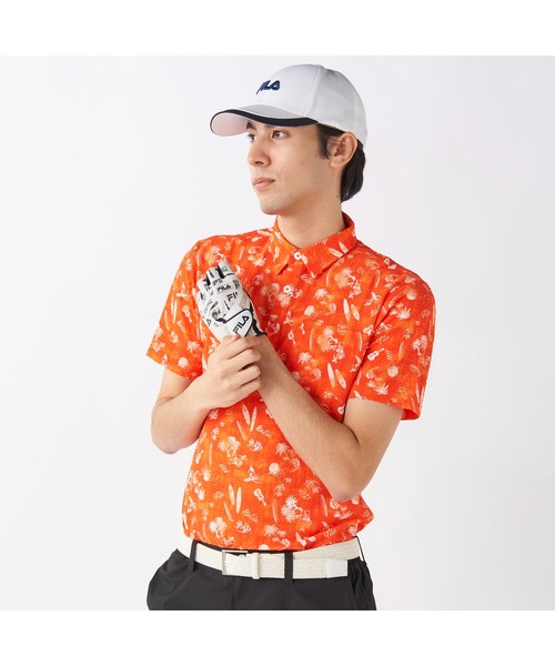FILA GOLF(フィラゴルフ )の「FILA GOLF/フィラ ゴルフ ゴルフウェア ポロシャツ ストレッチ 胸ポケット付き 半袖 シャツ Tシャツ(Tシャツ/カットソー・メンズ・オレンジ/ホワイト/ネイビー・M/L/LL)」の4枚目の写真