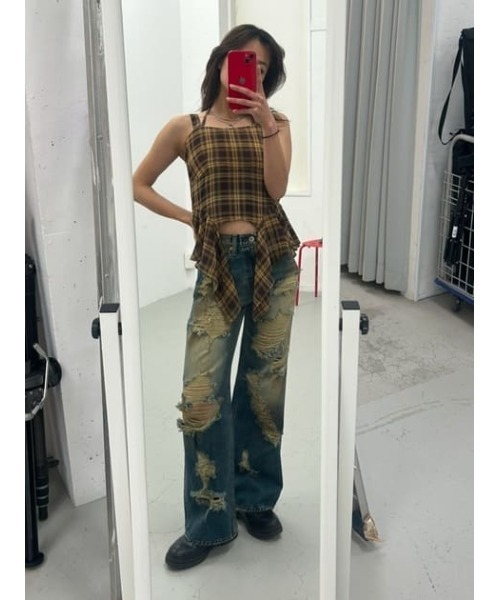 LAGUA GEM(ラグアジェム)の「PAINT LOOSEY CRASH デニム(デニムパンツ・レディース・ライトブルー/ブルー・22inch/23inch/24inch/25inch/26inch)」の11枚目の写真