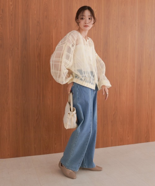 Bab（バブ）の「シアーチェックブルゾン（ブルゾン・レディース・アイボリー/ブラック・M）」の14枚目の写真