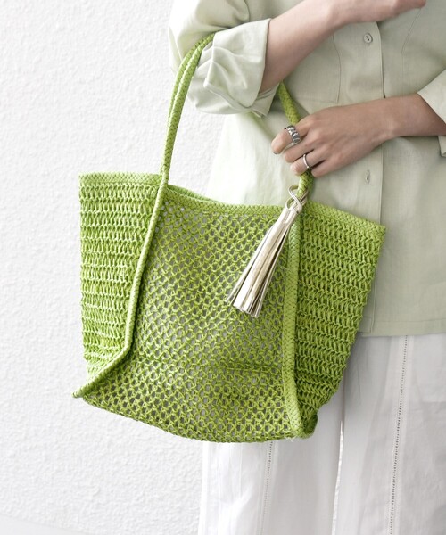 SHIPS any: タッセル 透かし編み ペーパー トート バッグ（トート