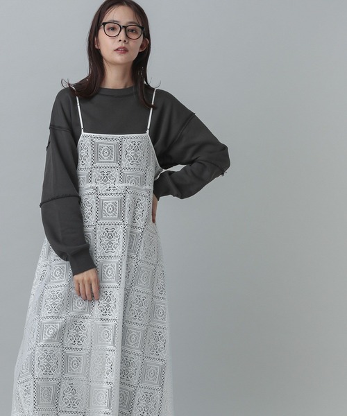 GLOBAL WORK（グローバルワーク）の「MATINEE LINE/レースキャミワンピース/327907（ワンピース・レディース・ブラック/オフホワイト・MEDIUM/LARGE）」の22枚目の写真
