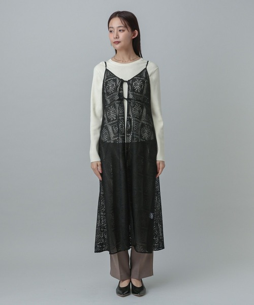 GLOBAL WORK（グローバルワーク）の「MATINEE LINE/レースキャミワンピース/327907（ワンピース・レディース・ブラック/オフホワイト・MEDIUM/LARGE）」の6枚目の写真