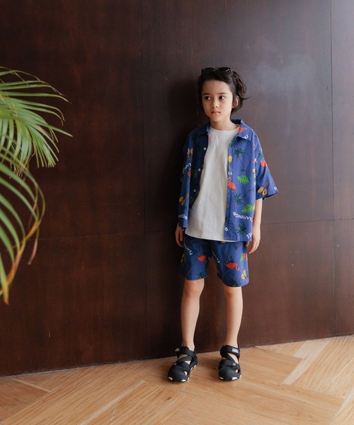 BAYFLOW（ベイフロー）の「[セットアップで着用可能☆]リゾート柄シャツ(KIDS)（シャツ/ブラウス・キッズ・ネイビー/ブラック/ブラウン・110cm/150cm/140cm/130cm/120cm）」の5枚目の写真
