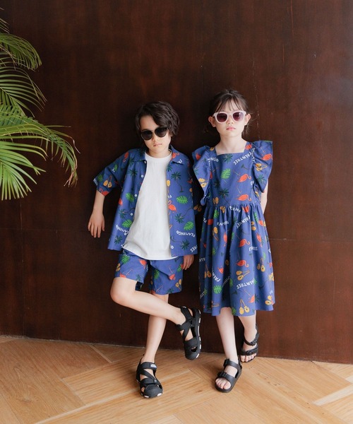 BAYFLOW（ベイフロー）の「[セットアップで着用可能☆]リゾート柄シャツ(KIDS)（シャツ/ブラウス・キッズ・ネイビー/ブラック/ブラウン・110cm/150cm/140cm/130cm/120cm）」の6枚目の写真