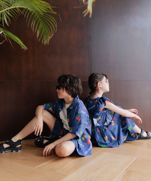 BAYFLOW（ベイフロー）の「[セットアップで着用可能☆]リゾート柄シャツ(KIDS)（シャツ/ブラウス・キッズ・ネイビー/ブラック/ブラウン・110cm/150cm/140cm/130cm/120cm）」の7枚目の写真