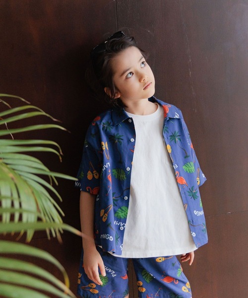 BAYFLOW（ベイフロー）の「[セットアップで着用可能☆]リゾート柄シャツ(KIDS)（シャツ/ブラウス・キッズ・ネイビー/ブラック/ブラウン・110cm/150cm/140cm/130cm/120cm）」の10枚目の写真