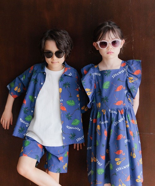 BAYFLOW（ベイフロー）の「[セットアップで着用可能☆]リゾート柄シャツ(KIDS)（シャツ/ブラウス・キッズ・ネイビー/ブラック/ブラウン・110cm/150cm/140cm/130cm/120cm）」の12枚目の写真
