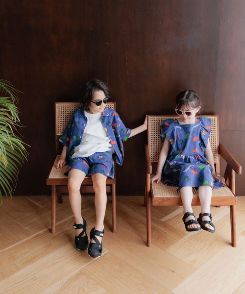 BAYFLOW（ベイフロー）の「[セットアップで着用可能☆]リゾート柄シャツ(KIDS)（シャツ/ブラウス・キッズ・ネイビー/ブラック/ブラウン・110cm/150cm/140cm/130cm/120cm）」の13枚目の写真