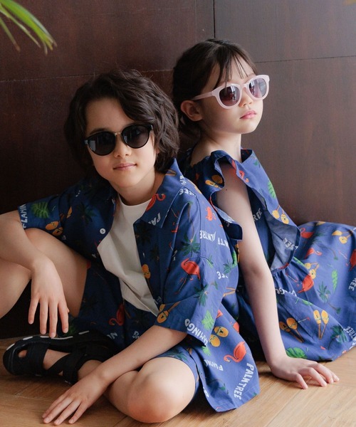 BAYFLOW（ベイフロー）の「[セットアップで着用可能☆]リゾート柄シャツ(KIDS)（シャツ/ブラウス・キッズ・ネイビー/ブラック/ブラウン・110cm/150cm/140cm/130cm/120cm）」の15枚目の写真