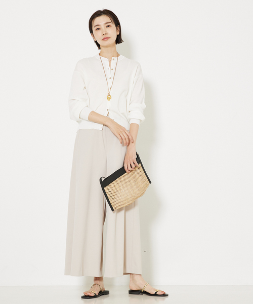 qualite(カリテ)の「2WAYストレッチワイドパンツ(その他パンツ・レディース・グレイッシュベージュ/ブラック・34/38/36)」の4枚目の写真