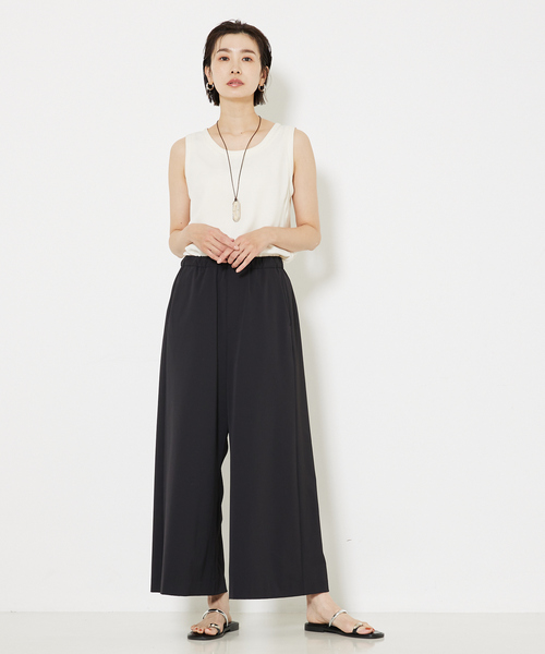 qualite(カリテ)の「2WAYストレッチワイドパンツ(その他パンツ・レディース・グレイッシュベージュ/ブラック・34/38/36)」の5枚目の写真